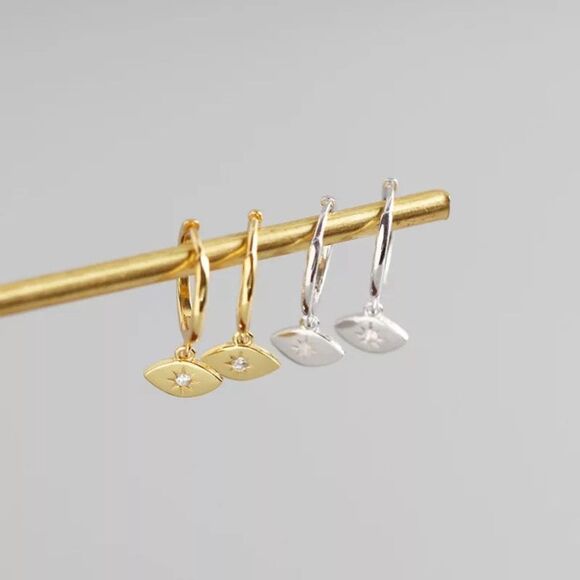 NWOT Evil Eye Hoop Dangle Earring’s - Picture 3 of 4